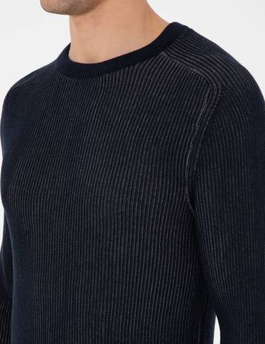 Lacivert Slim Fit Bisiklet Yaka Triko Kazak