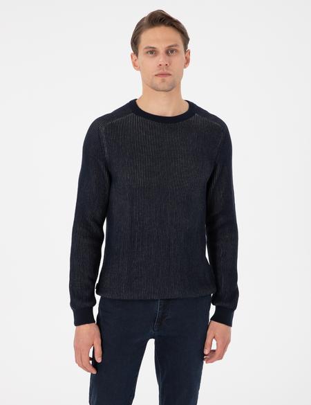 Lacivert Slim Fit Bisiklet Yaka Triko Kazak - 50297117019