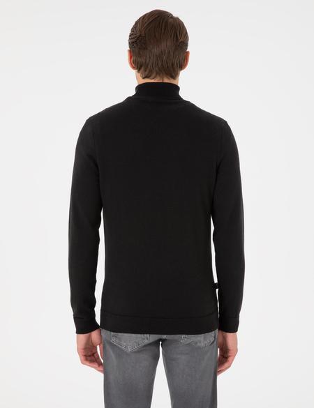 Siyah Slim Fit  Balıkçı Yaka Triko Kazak - 50300507008