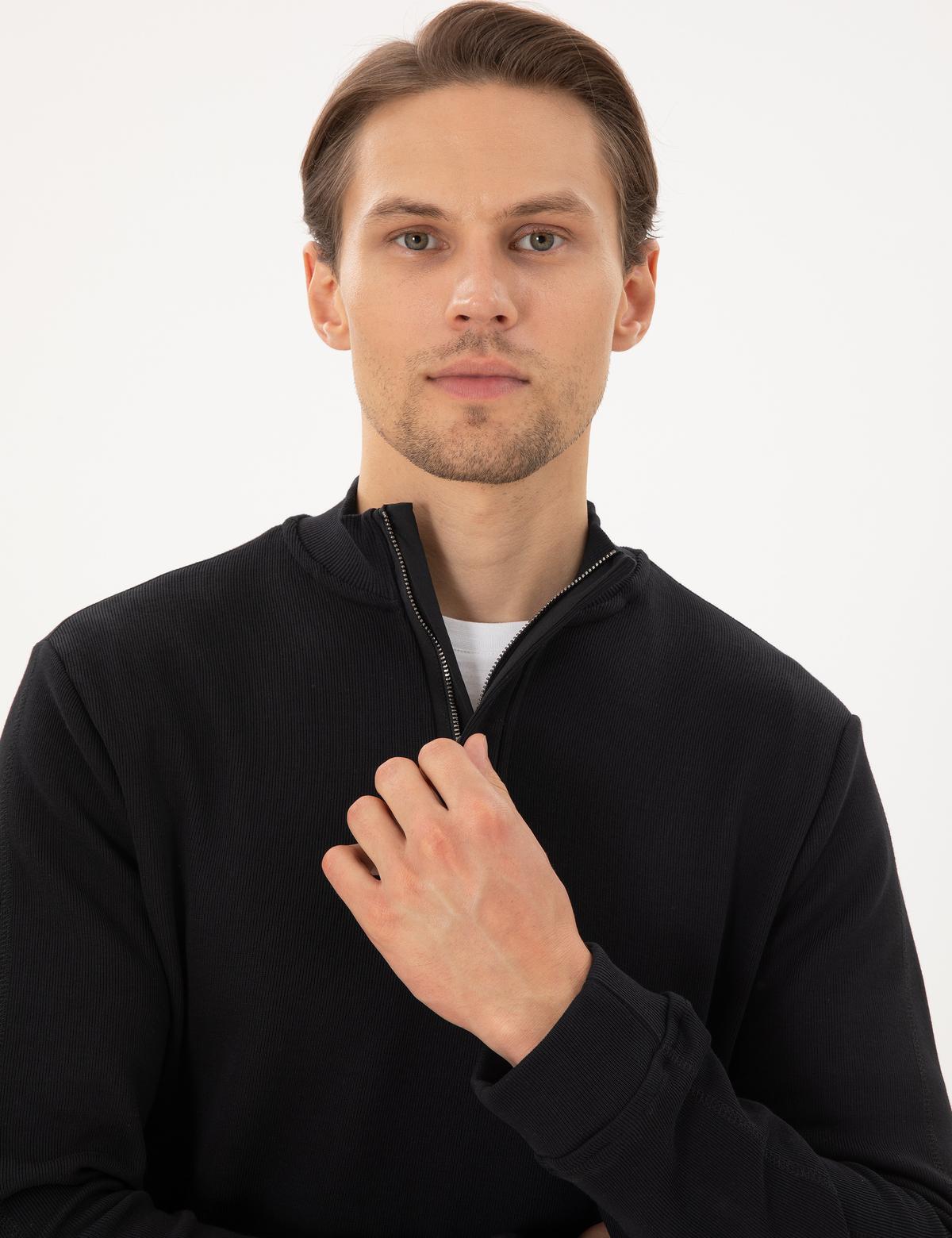 Siyah Regular Fit Sweatshirt - 50296505002