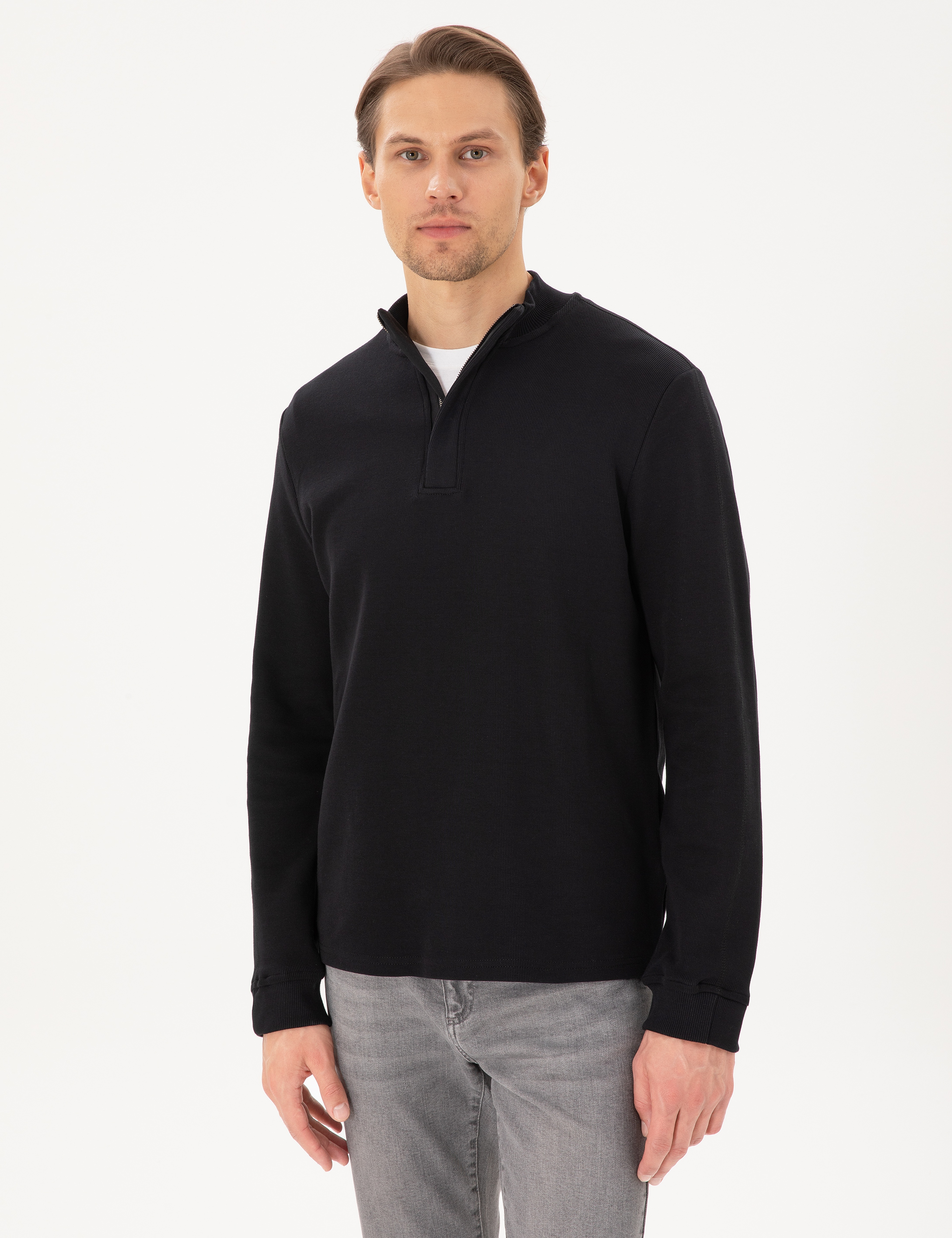 Siyah Regular Fit Sweatshirt - Image 3