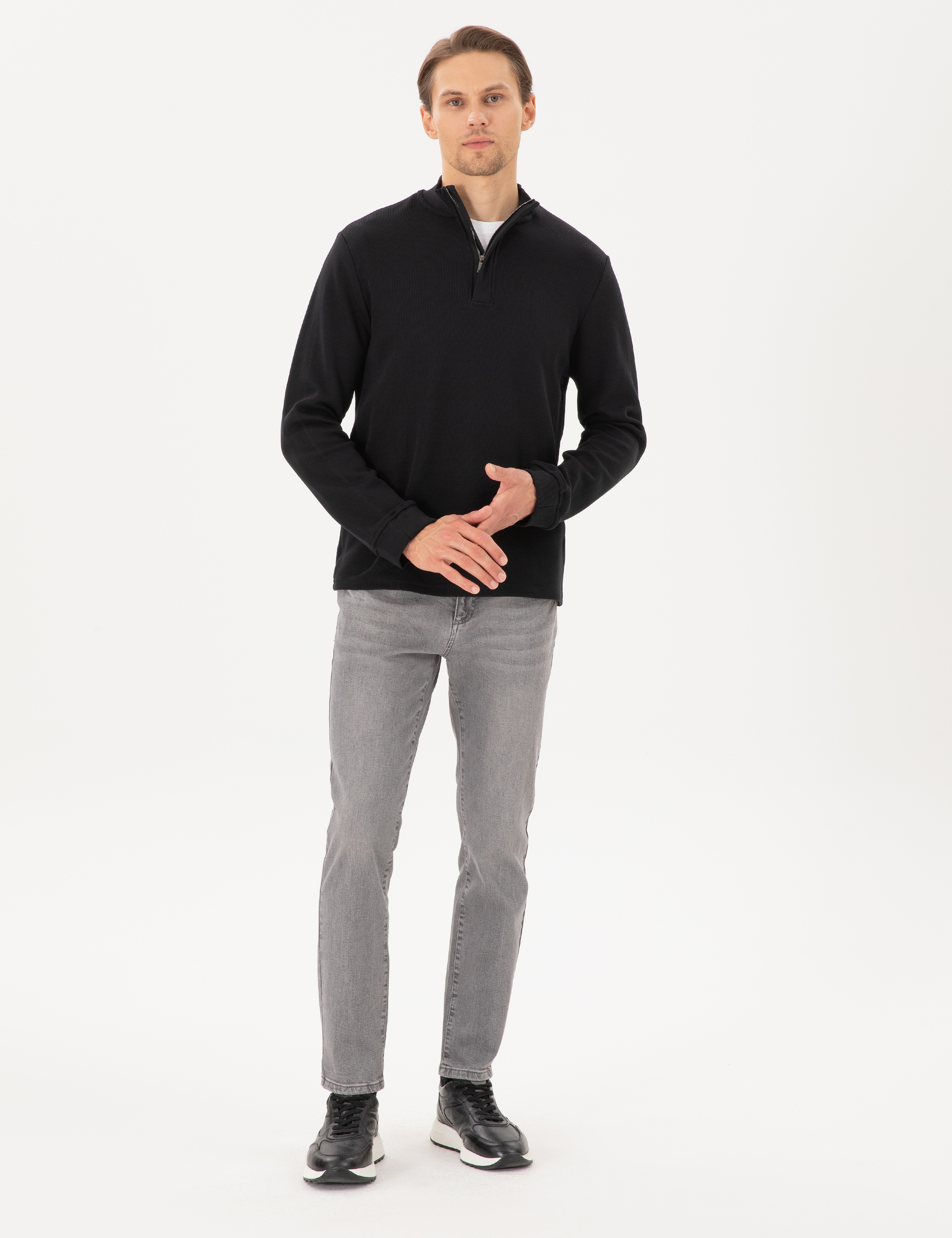 Siyah Regular Fit Sweatshirt - Image 4