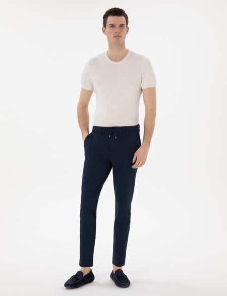 Lacivert Slim Fit Gofre Yazlık Kanvas Pantolon - 50305235250