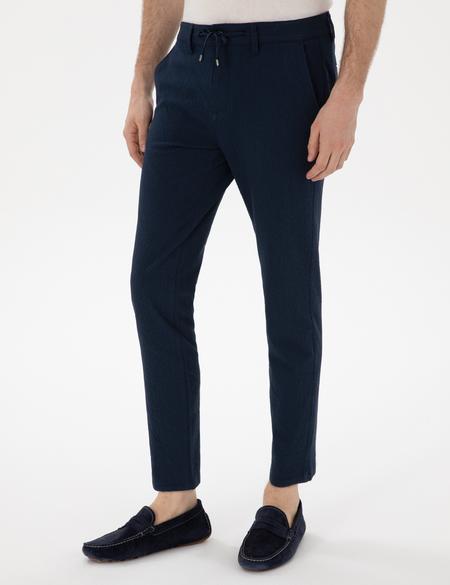 Lacivert Slim Fit Gofre Yazlık Kanvas Pantolon - 50305235250