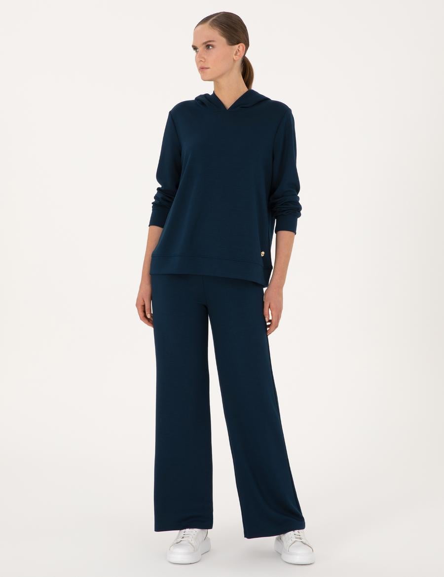 Lacivert Flare Fit Modal Karışımlı Eşofman Altı