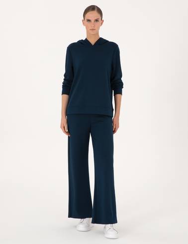 Lacivert Flare Fit Modal Karışımlı Eşofman Altı
