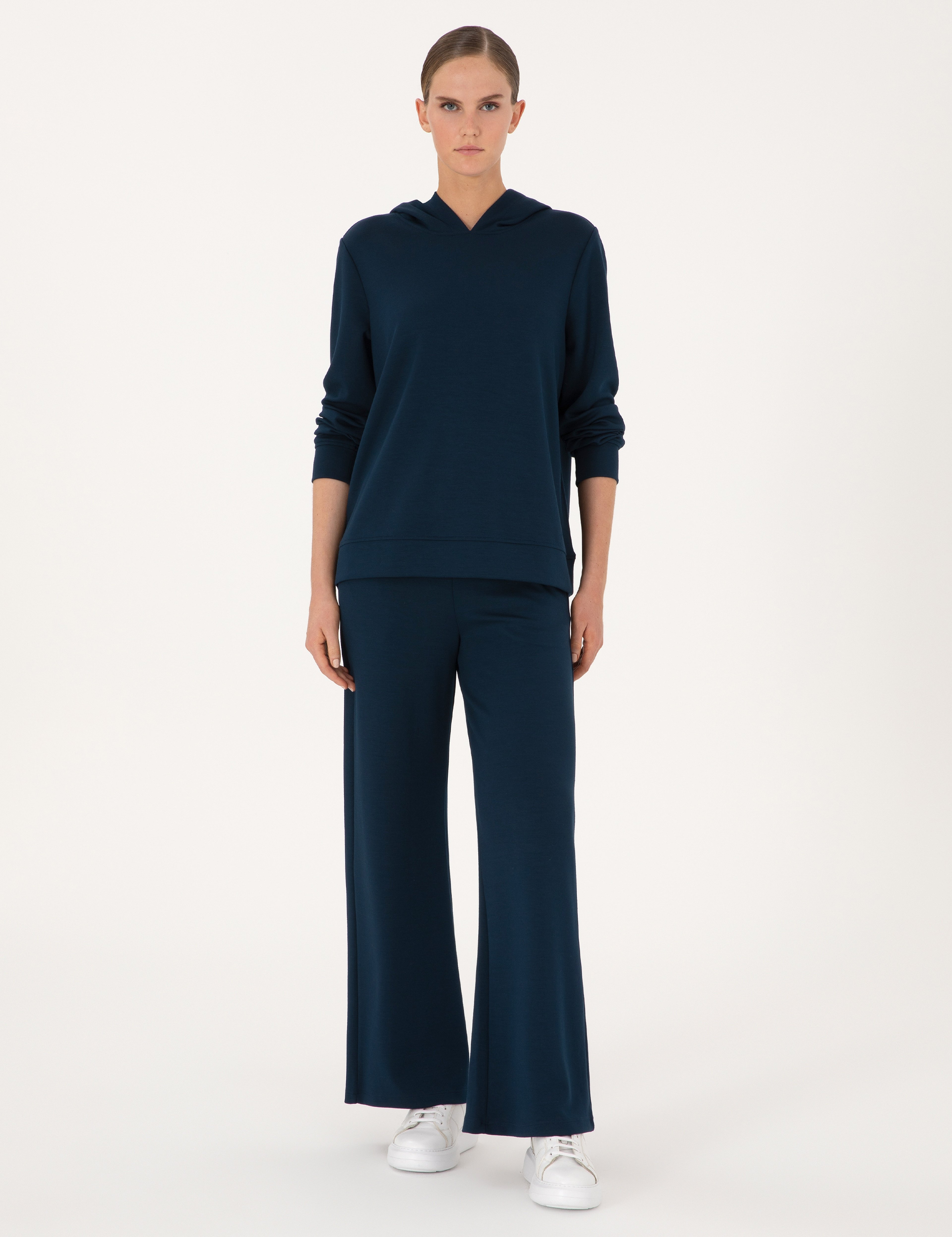 Lacivert Flare Fit Modal Karışımlı Eşofman Altı