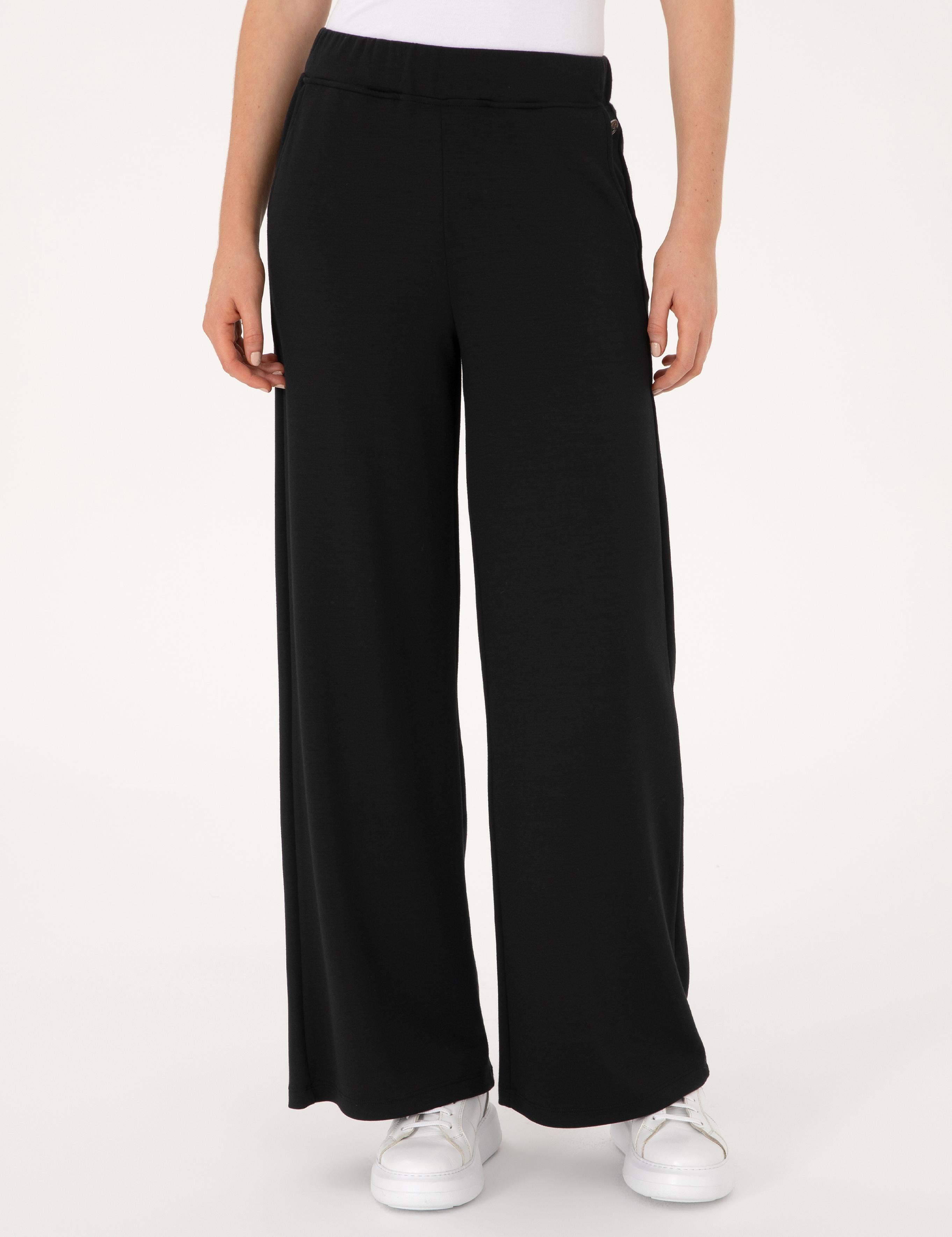 Siyah Flare Fit Modal Karışımlı Eşofman Altı