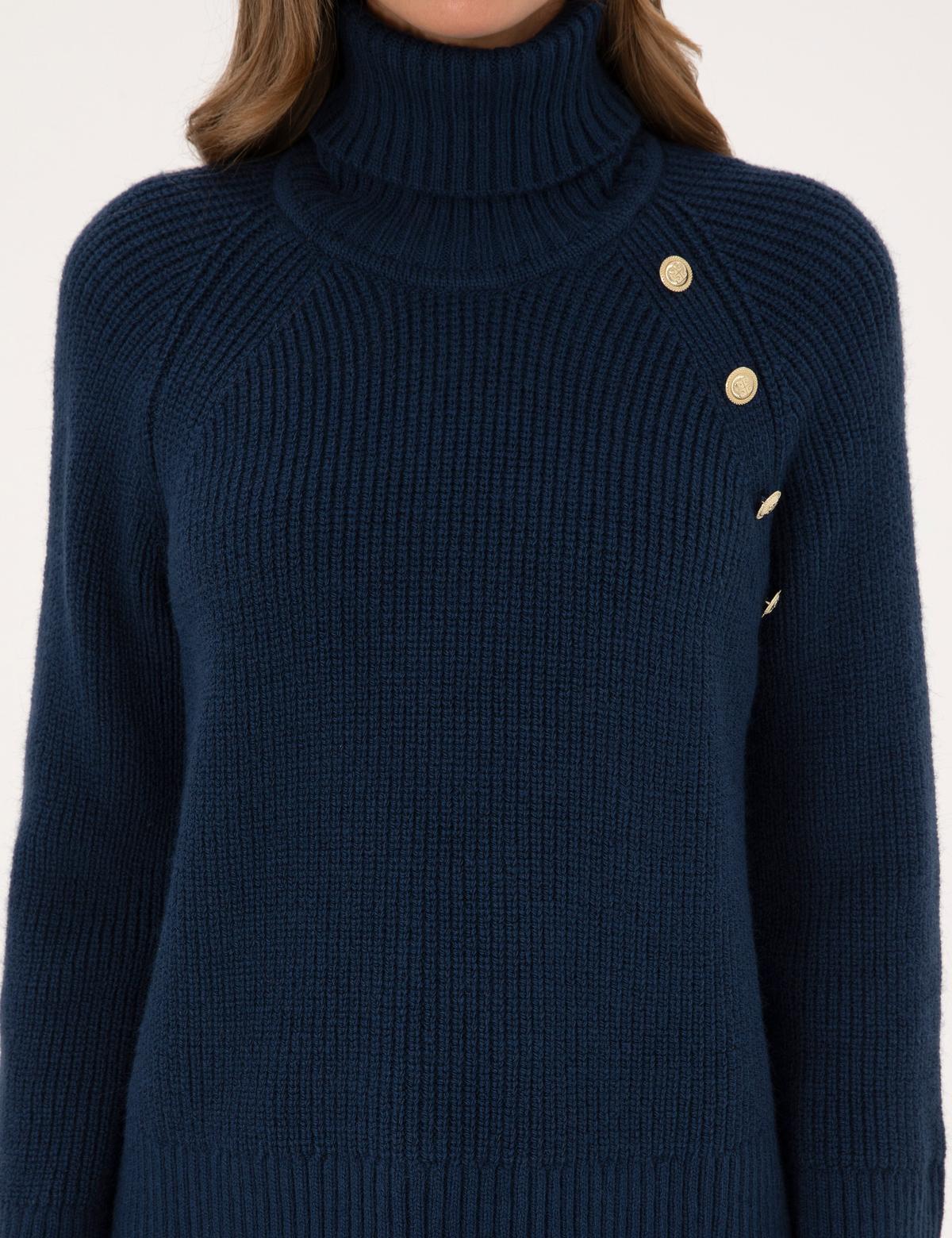 Lacivert Comfort Fit Balıkçı Yaka Kazak - 50310923007