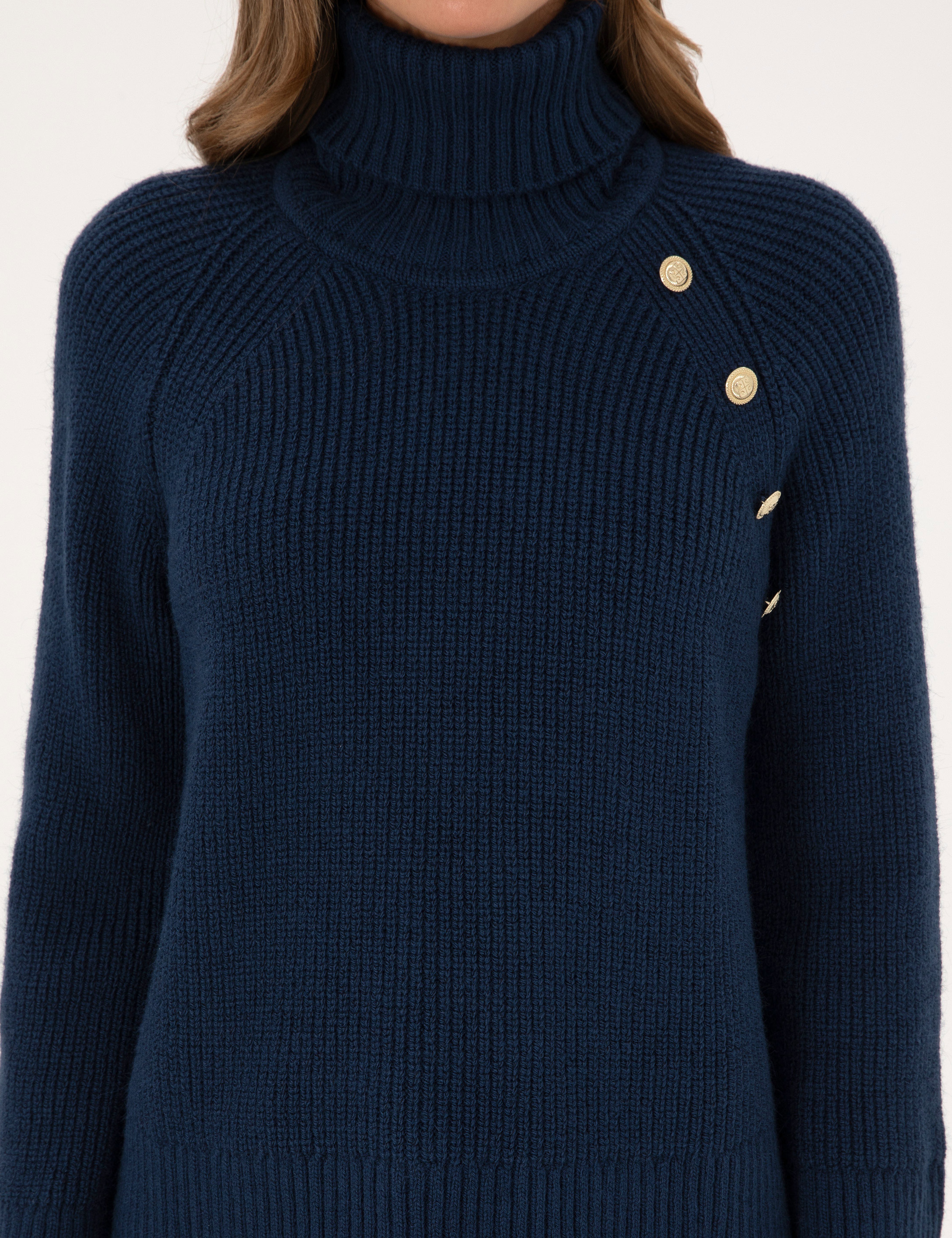 Lacivert Comfort Fit Balıkçı Yaka Kazak - Image 6