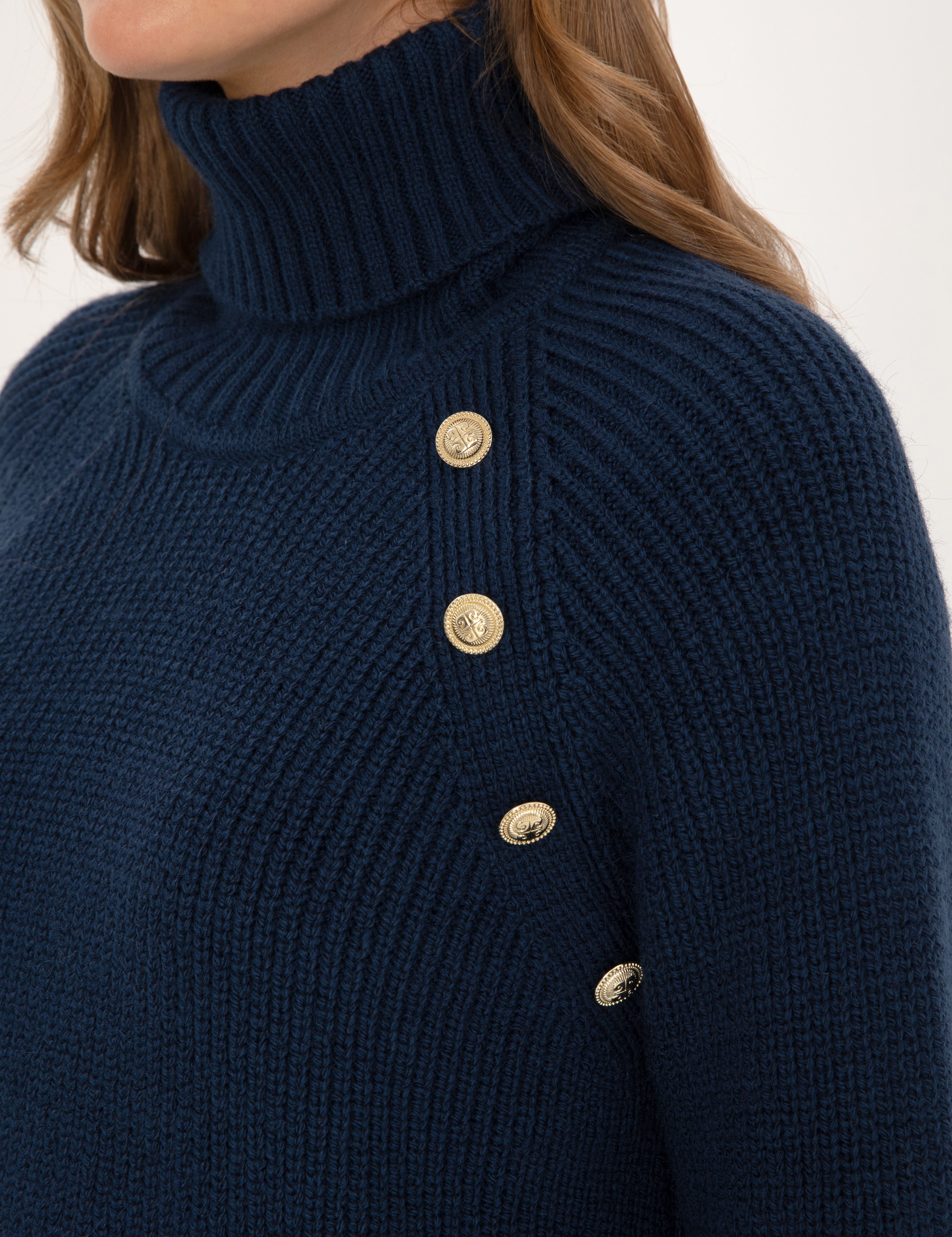 Lacivert Comfort Fit Balıkçı Yaka Kazak - Image 7