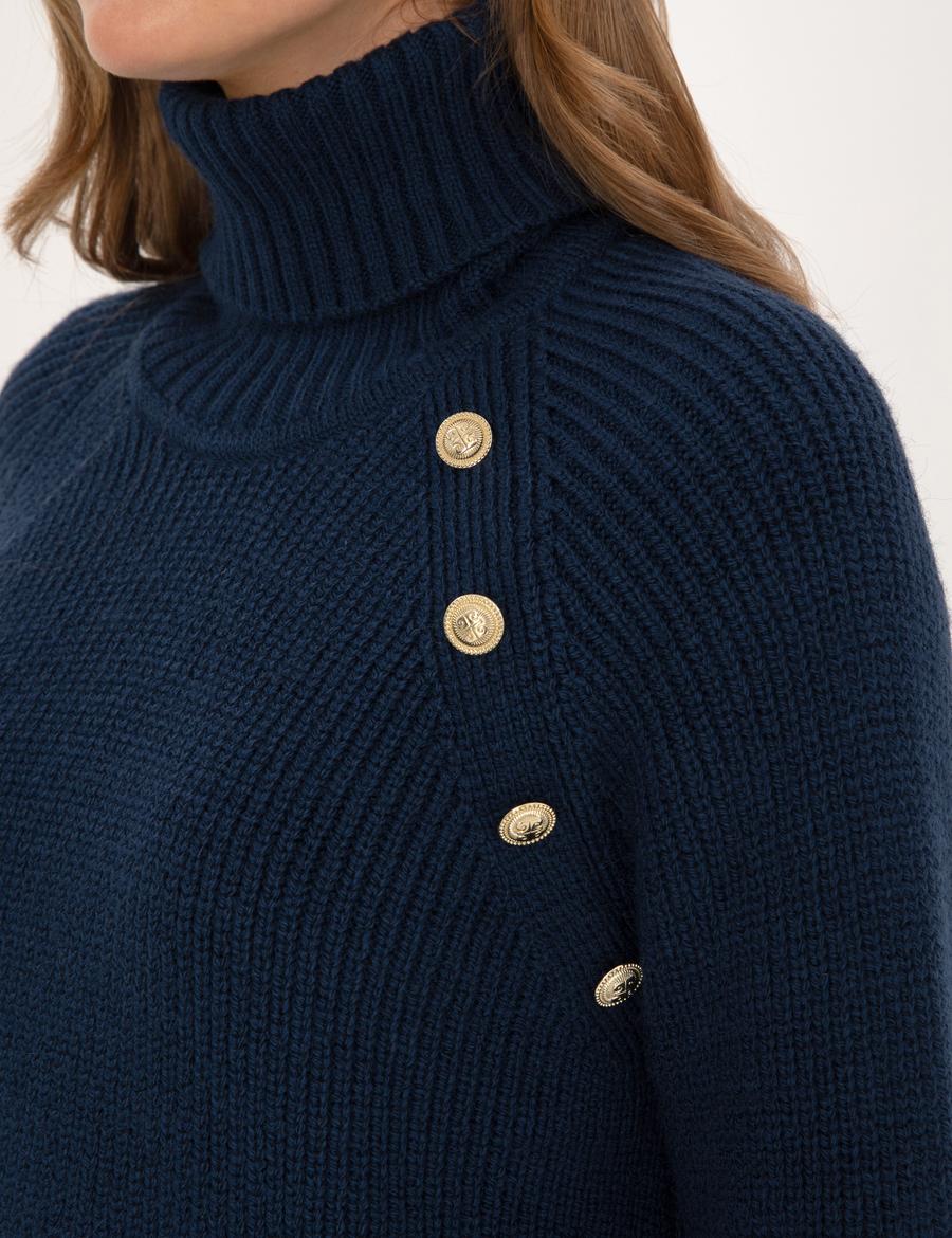 Lacivert Comfort Fit Balıkçı Yaka Kazak