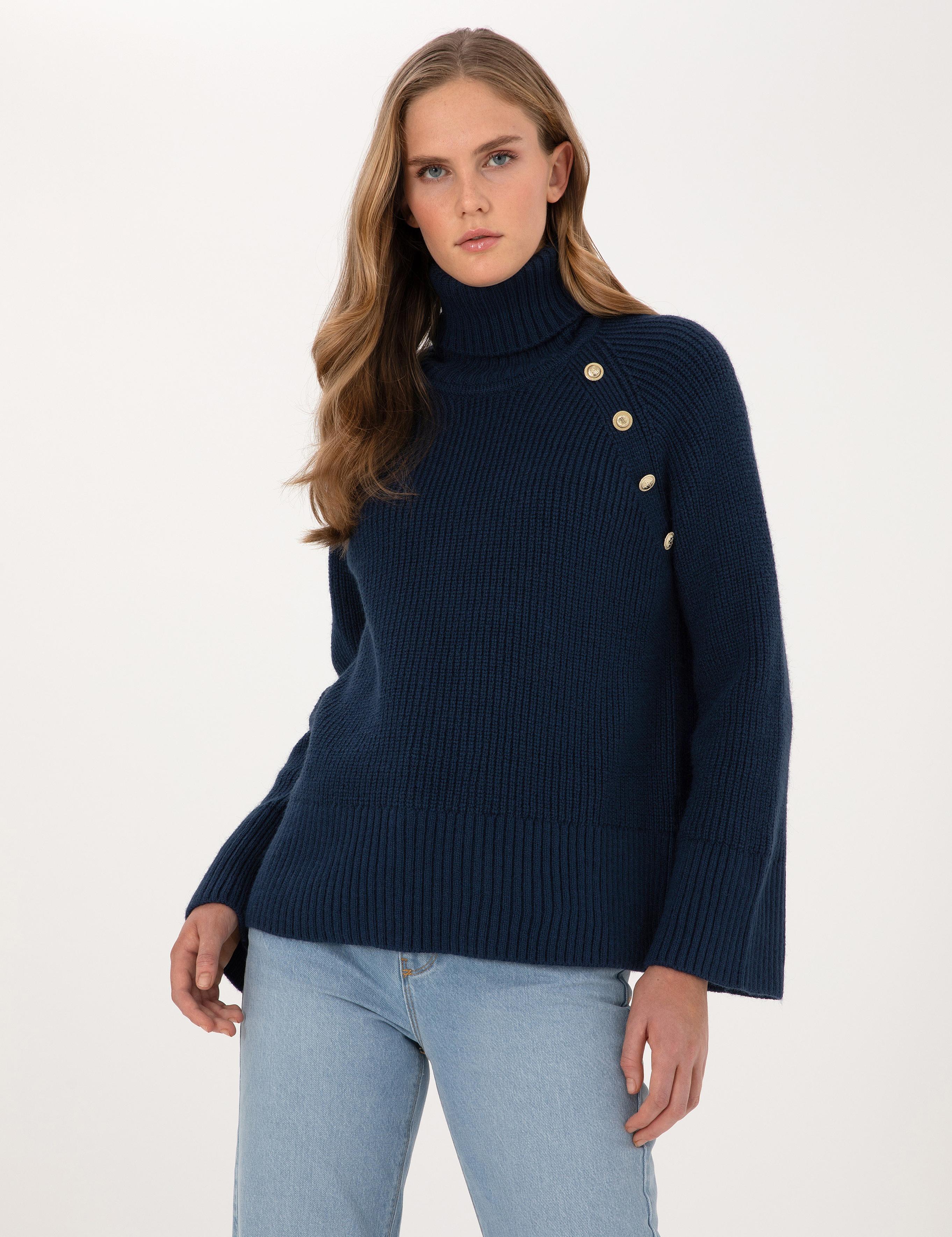 Lacivert Comfort Fit Balıkçı Yaka Kazak