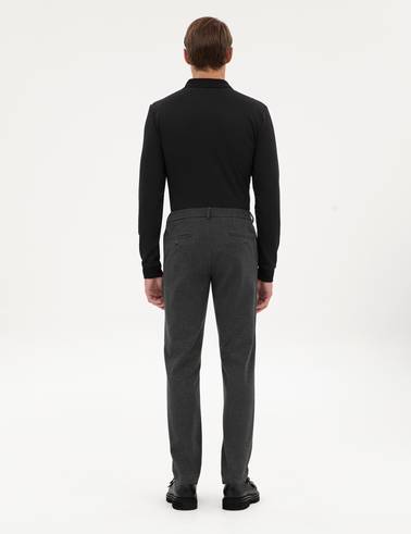 Antrasit Slim Fit Flanel Dokulu Kumaş Pantolon