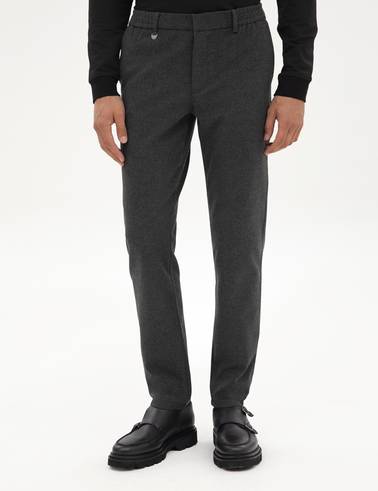 Antrasit Slim Fit Flanel Dokulu Kumaş Pantolon
