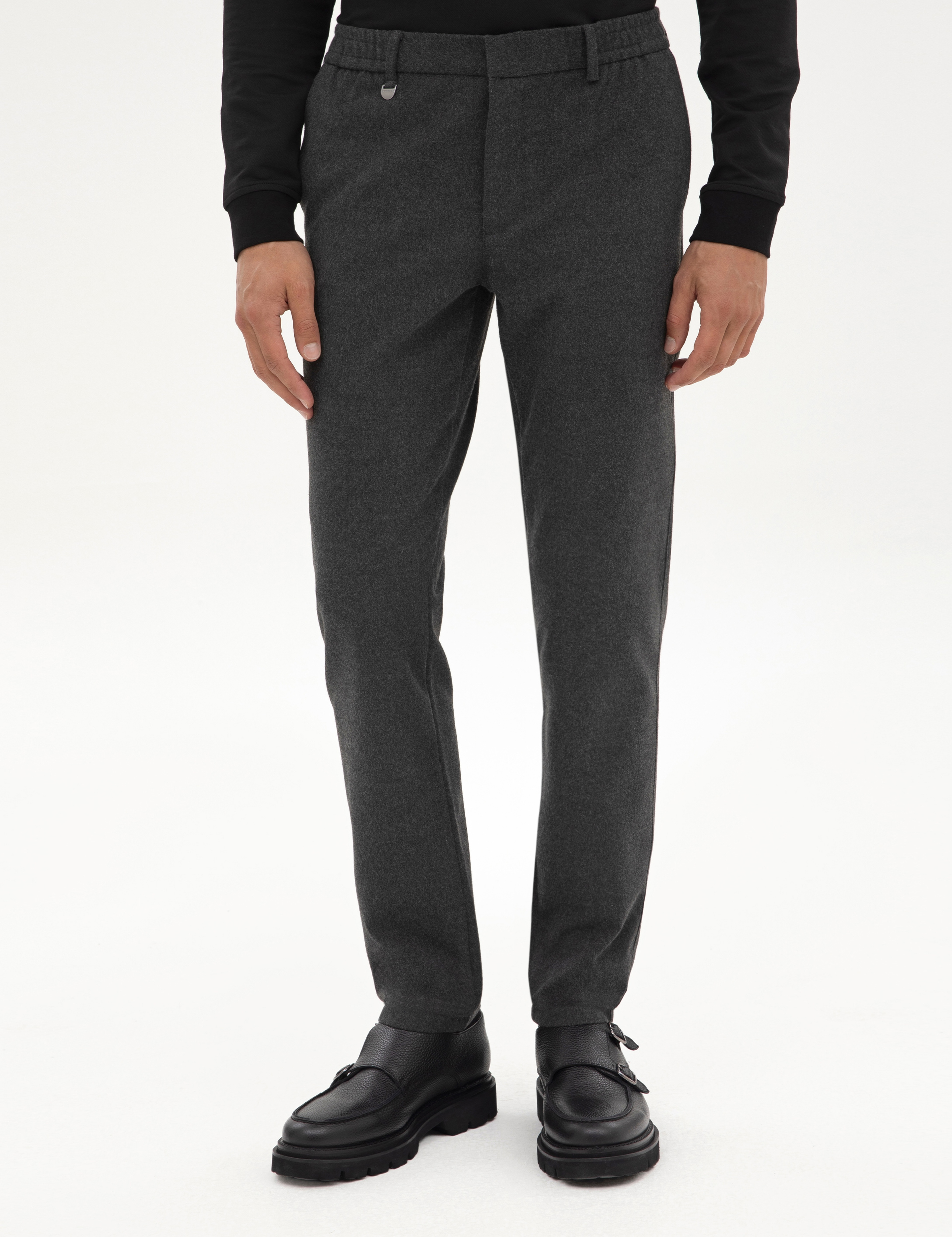 Antrasit Slim Fit Flanel Dokulu Kumaş Pantolon - Image 2