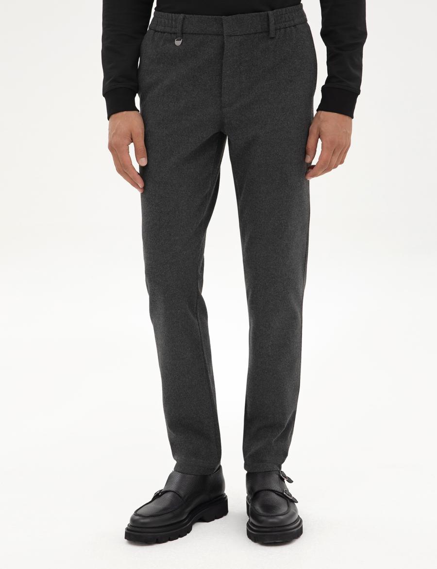 Antrasit Slim Fit Flanel Dokulu Kumaş Pantolon