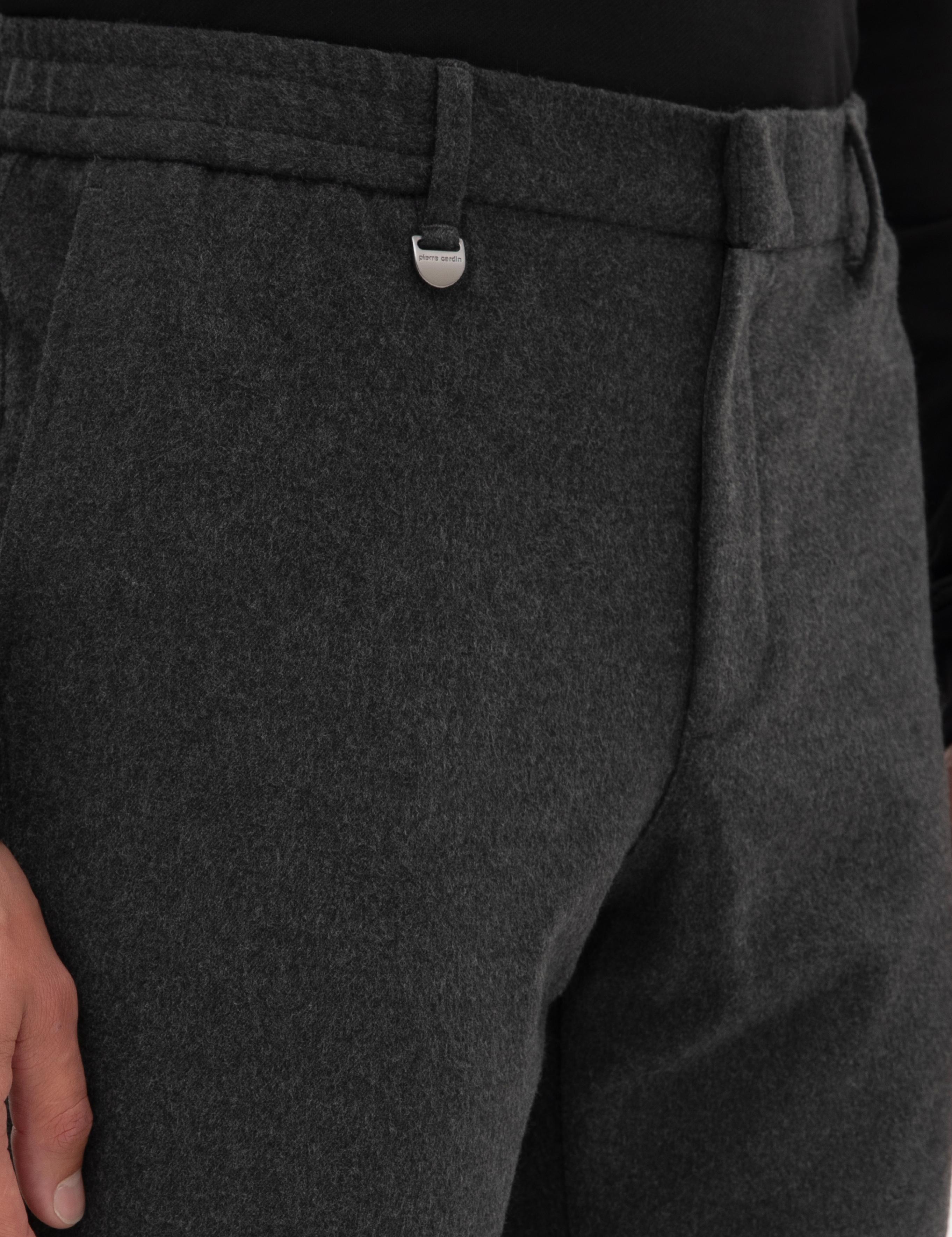 Antrasit Slim Fit Flanel Dokulu Kumaş Pantolon