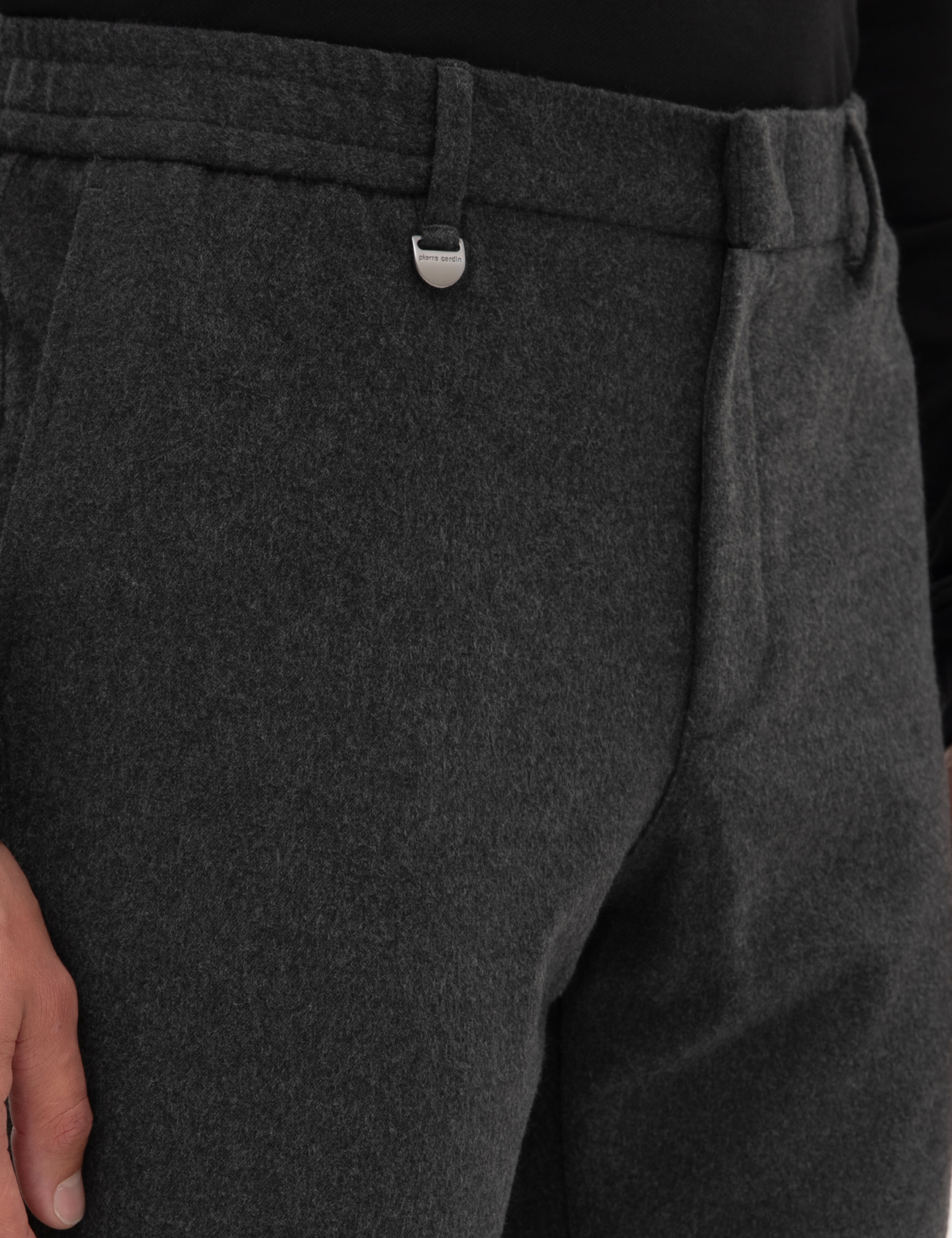 Antrasit Slim Fit Flanel Dokulu Kumaş Pantolon - Image 5