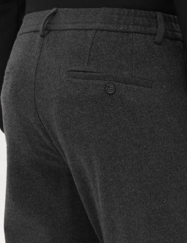 Antrasit Slim Fit Flanel Dokulu Kumaş Pantolon