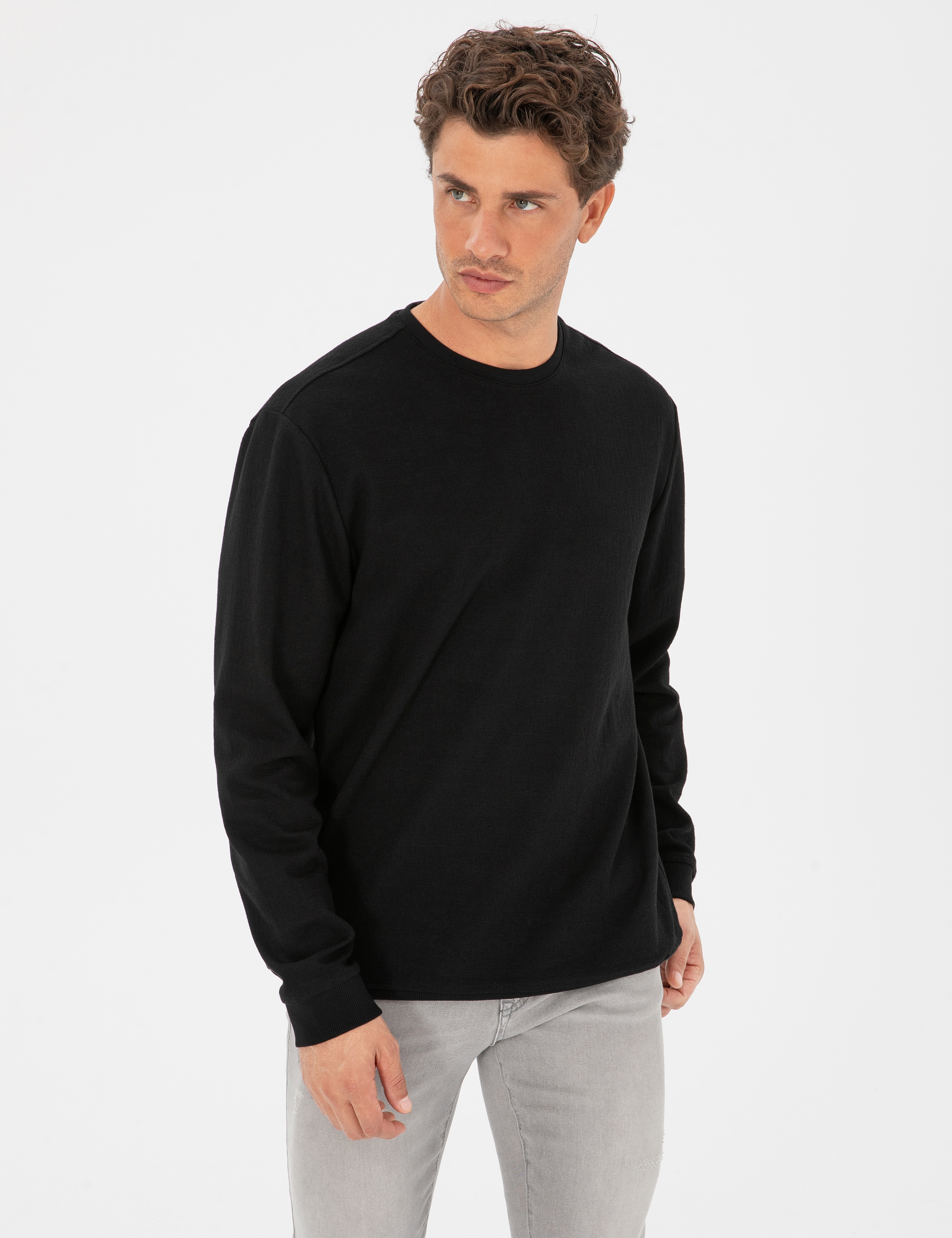 Siyah Regular Fit Sweatshirt - Image 3