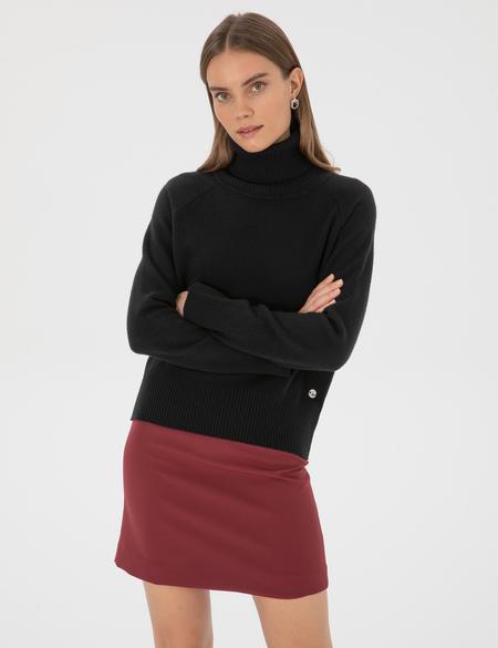 Siyah Comfort Fit Yün Balıkçı Yaka Kazak - 50310938011