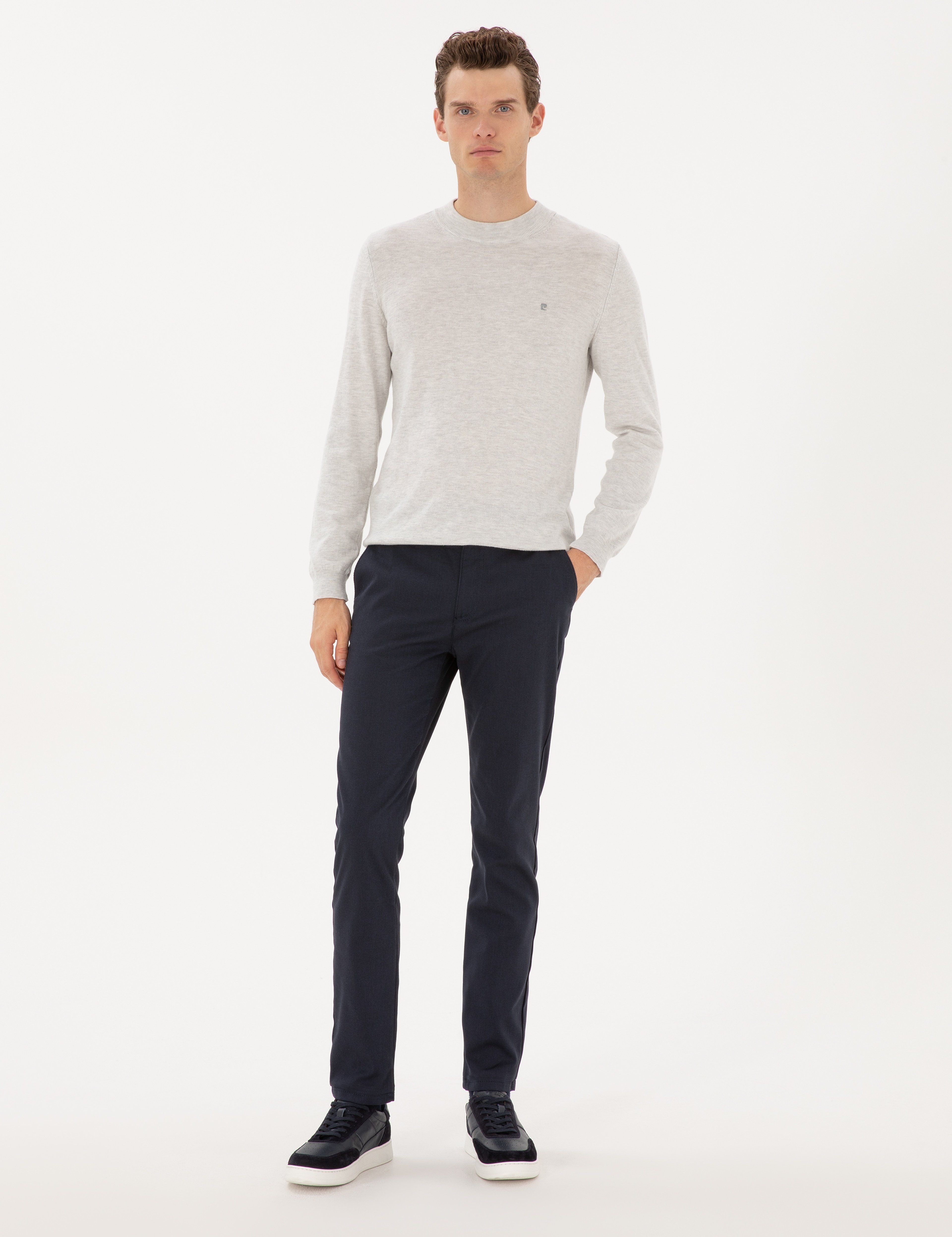 Lacivert Slim Fit Kanvas Pantolon - Image 1