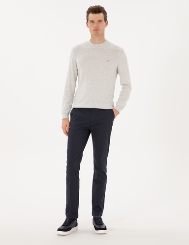 Lacivert Slim Fit Kanvas Pantolon