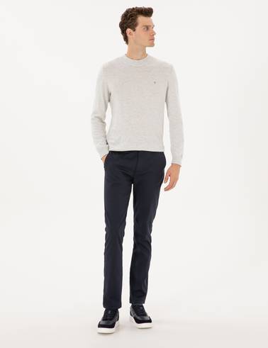 Lacivert Slim Fit Kanvas Pantolon