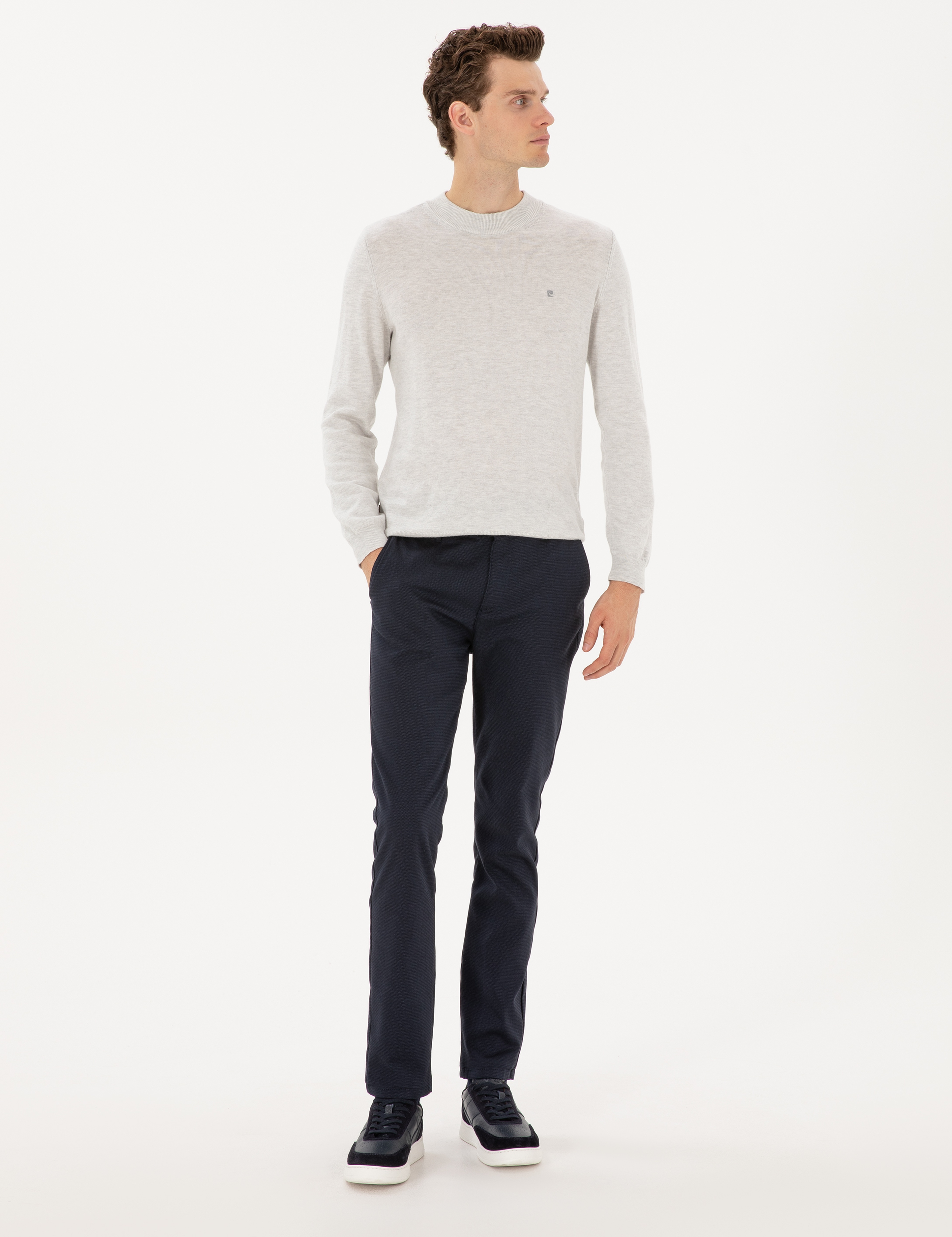 Lacivert Slim Fit Kanvas Pantolon - Image 3
