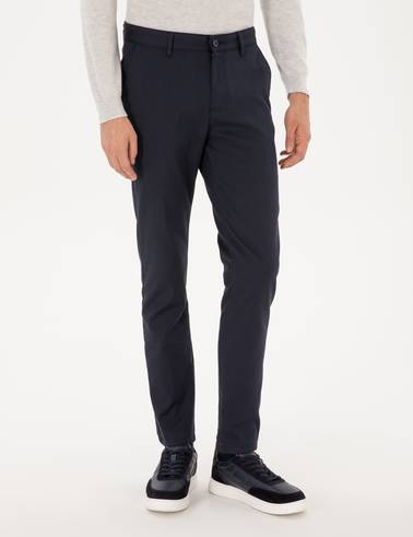 Lacivert Slim Fit Kanvas Pantolon