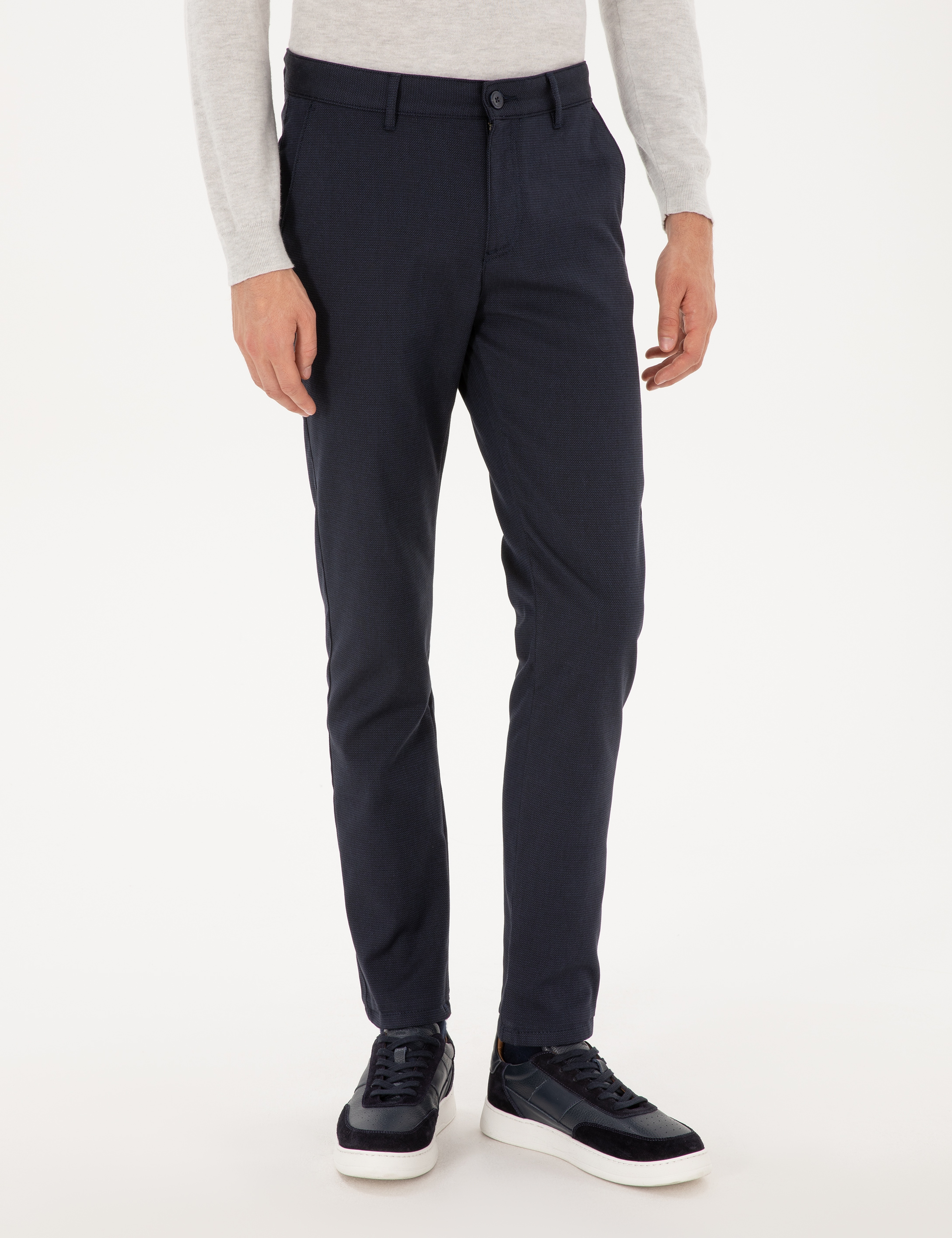 Lacivert Slim Fit Kanvas Pantolon