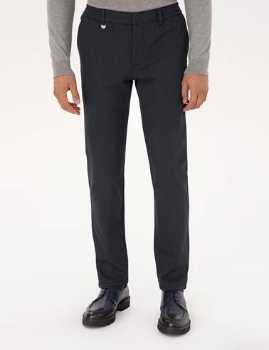Lacivert Slim Fit Flanel Dokulu Kumaş Pantolon