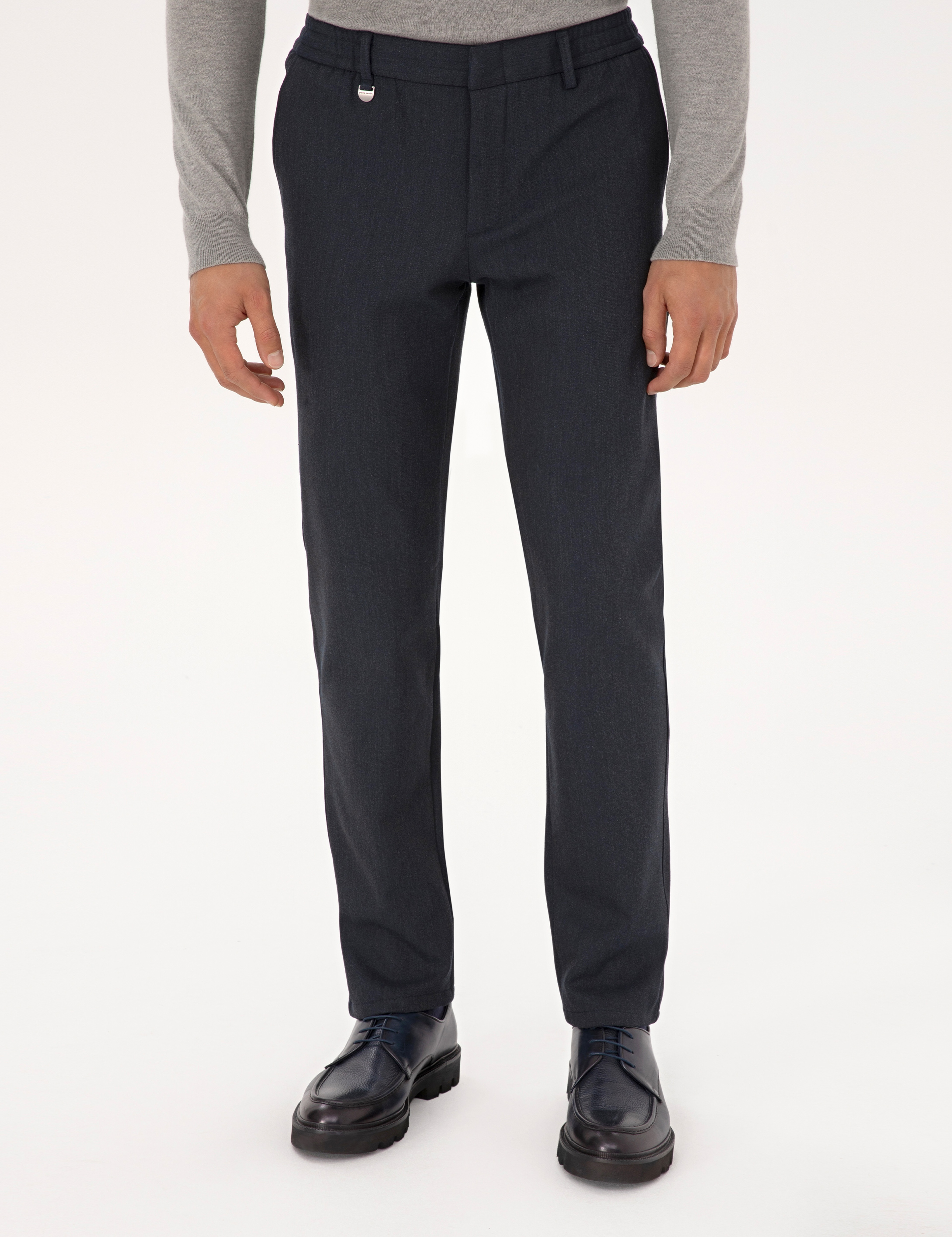 Lacivert Slim Fit Flanel Dokulu Kumaş Pantolon - Image 2