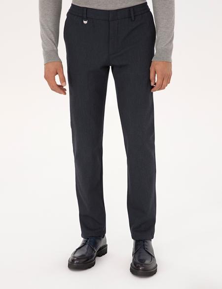 Lacivert Slim Fit Flanel Dokulu Kumaş Pantolon - 50317639048