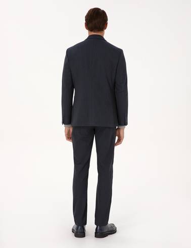 Lacivert Slim Fit Flanel Dokulu Kumaş Pantolon