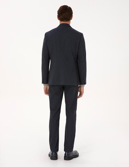 Lacivert Slim Fit Flanel Dokulu Kumaş Pantolon - 50317639048