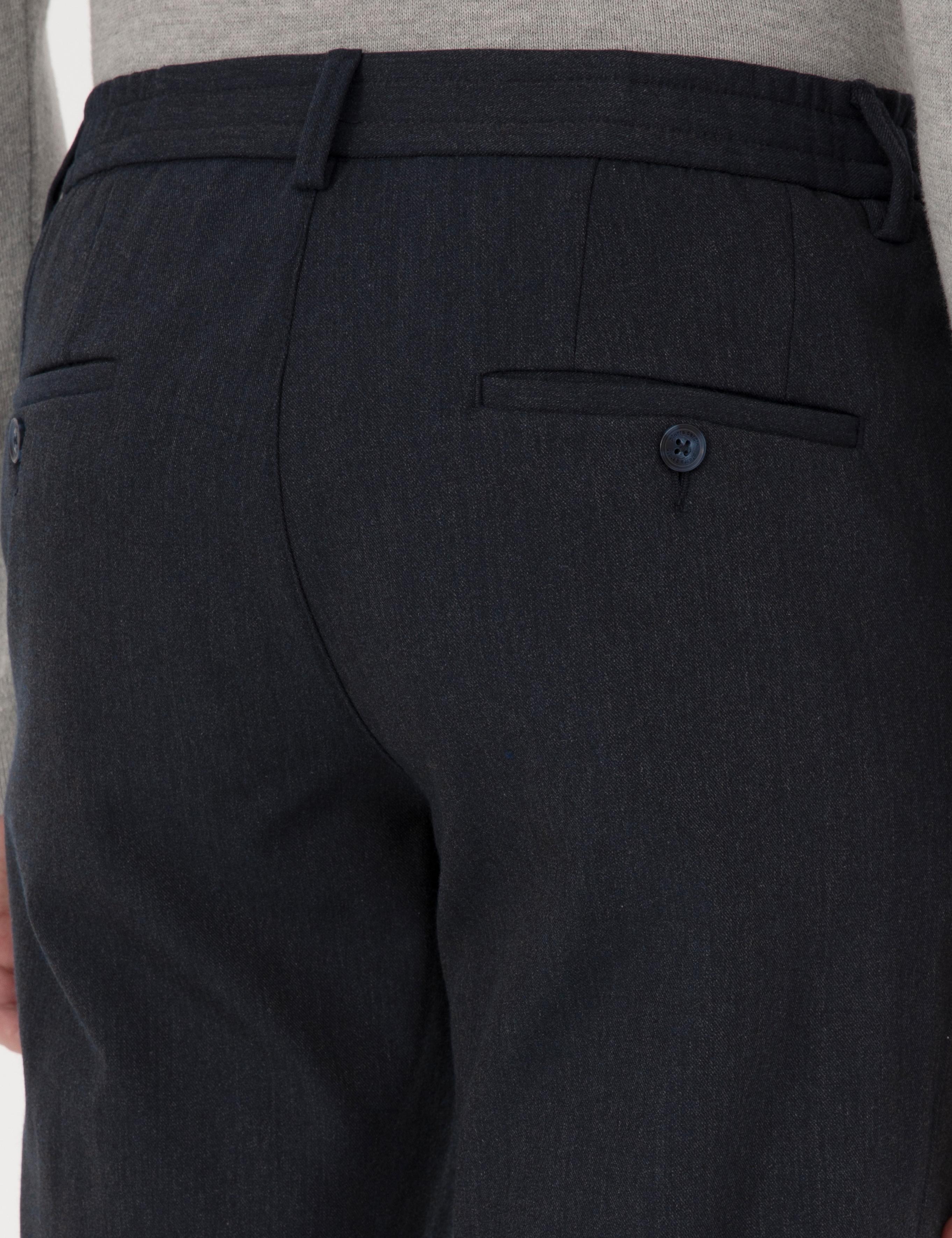 Lacivert Slim Fit Flanel Dokulu Kumaş Pantolon