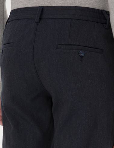 Lacivert Slim Fit Flanel Dokulu Kumaş Pantolon
