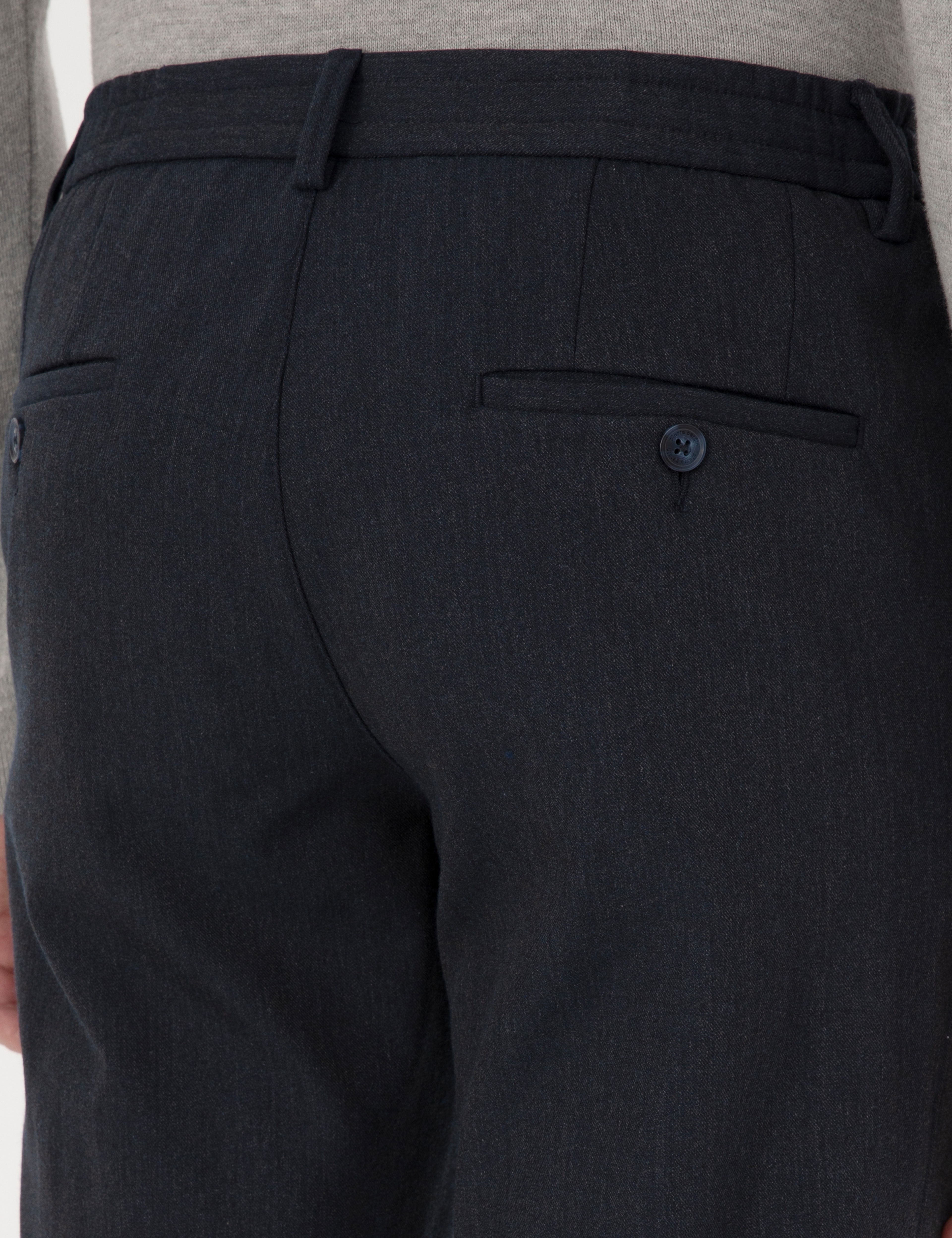 Lacivert Slim Fit Flanel Dokulu Kumaş Pantolon - Image 6