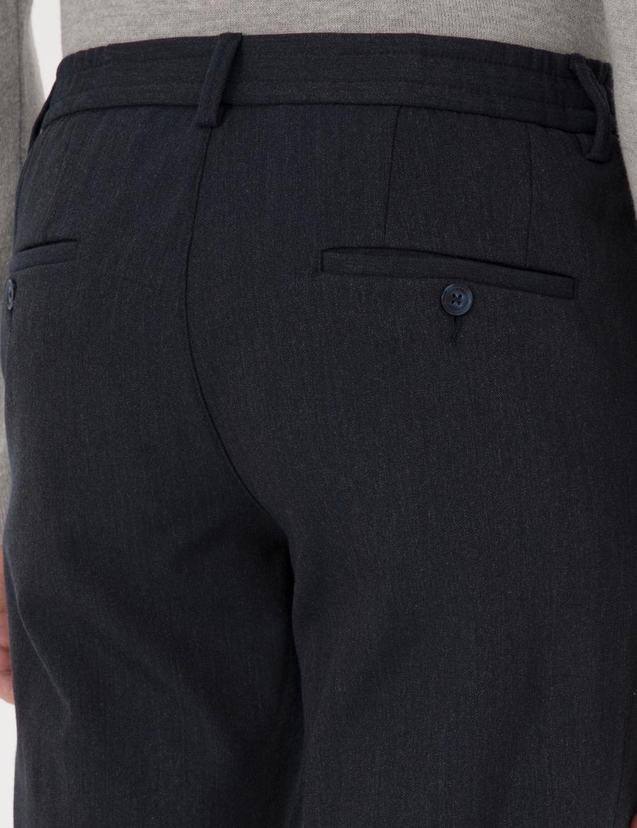 Lacivert Slim Fit Flanel Dokulu Kumaş Pantolon