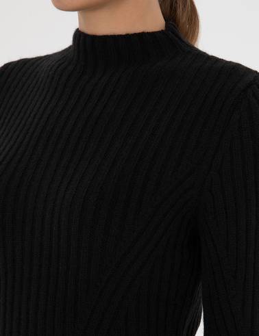 Siyah Slim Fit Triko Elbise