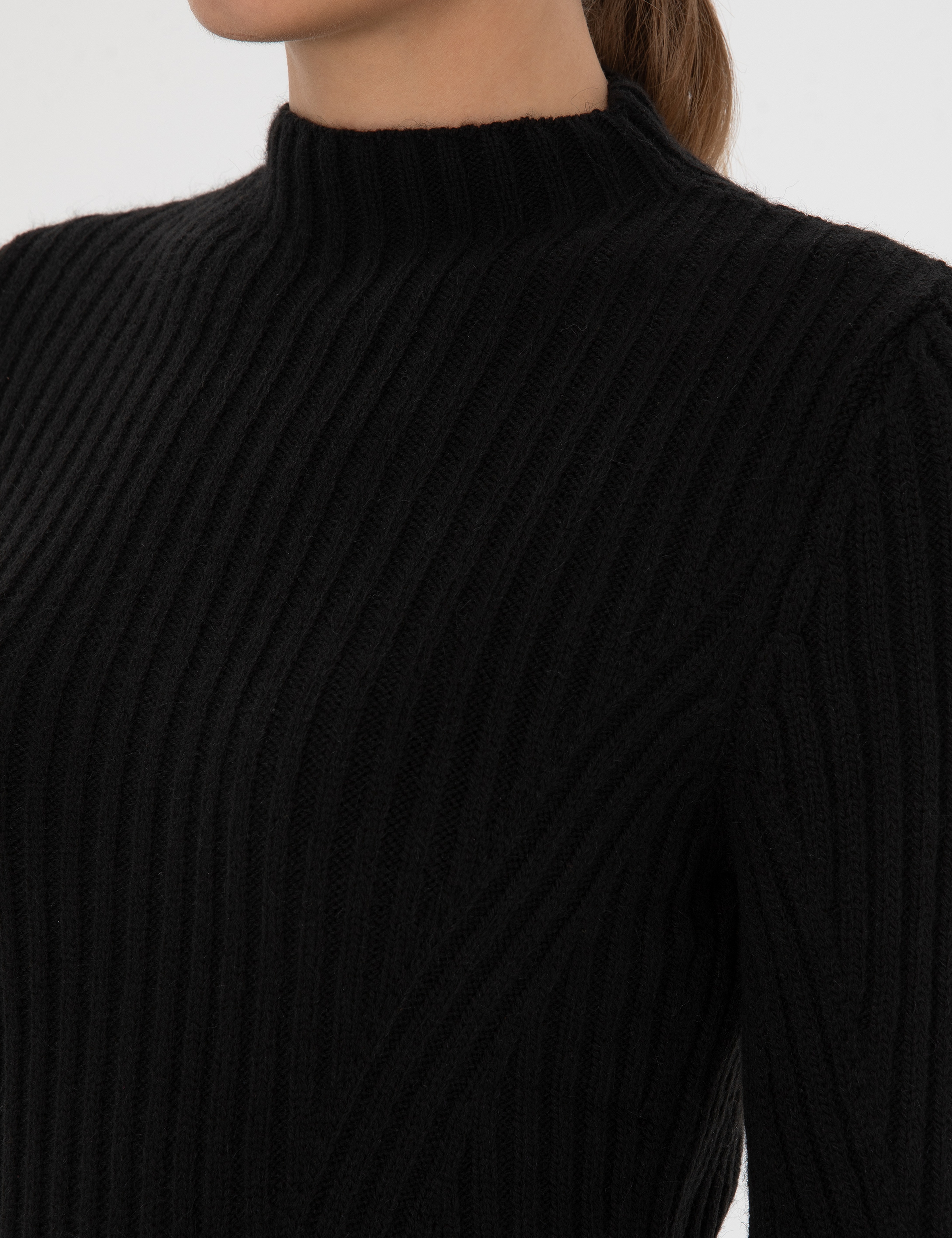 Siyah Slim Fit Triko Elbise - Image 6