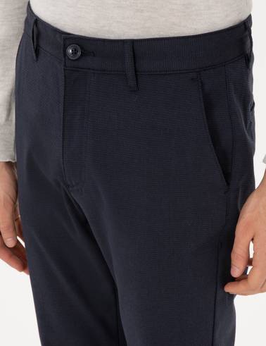 Lacivert Slim Fit Kanvas Pantolon
