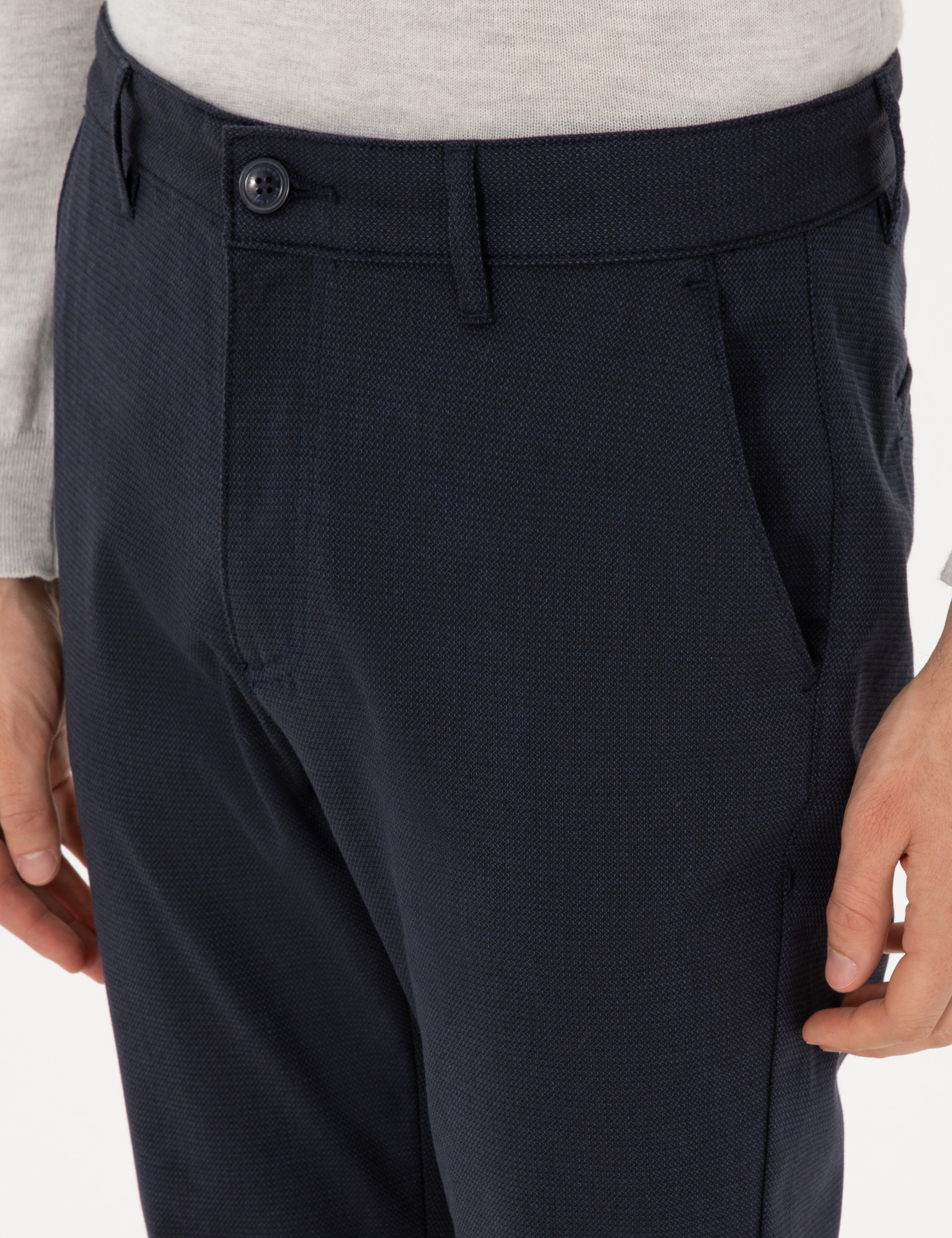 Lacivert Slim Fit Kanvas Pantolon - Image 5