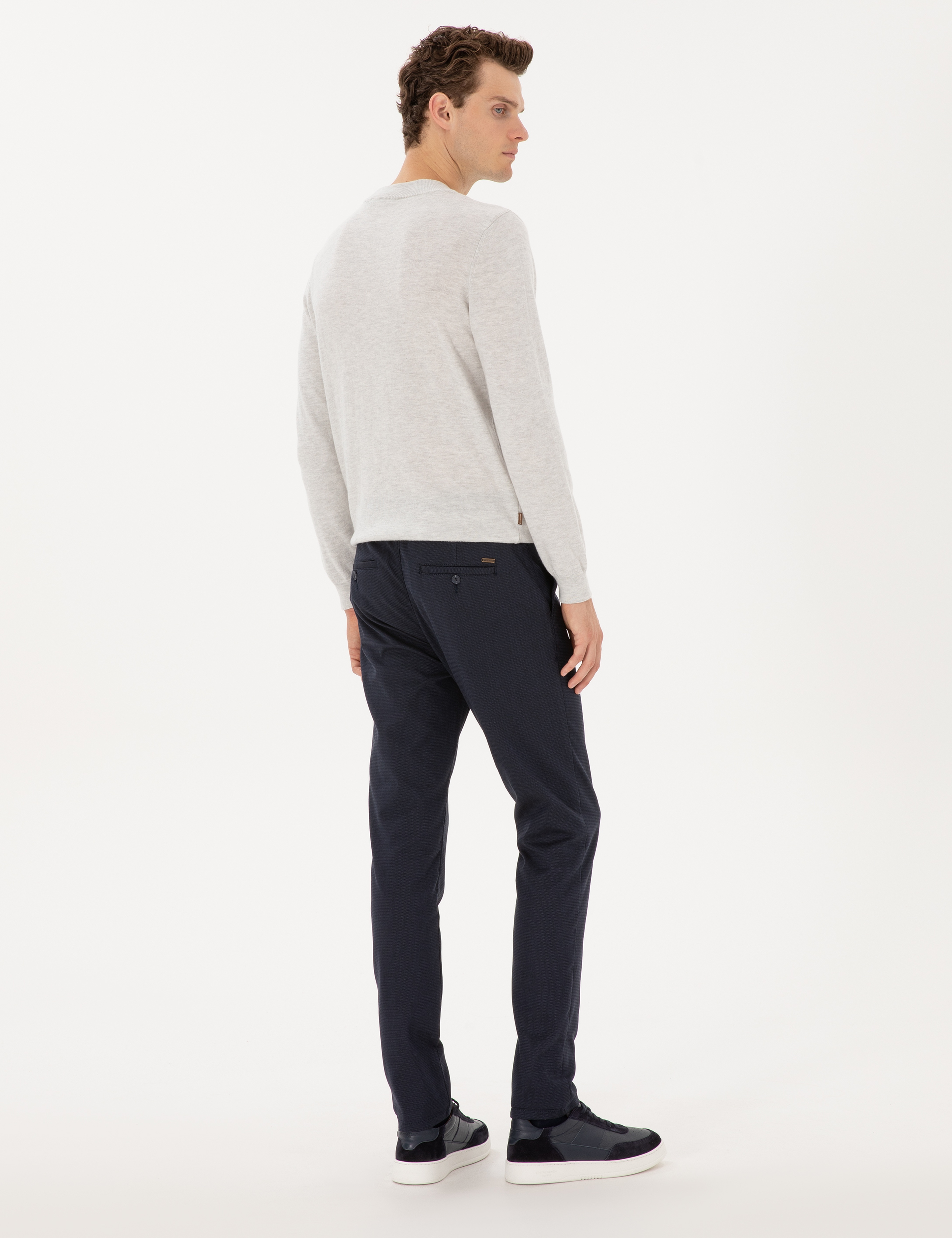 Lacivert Slim Fit Kanvas Pantolon