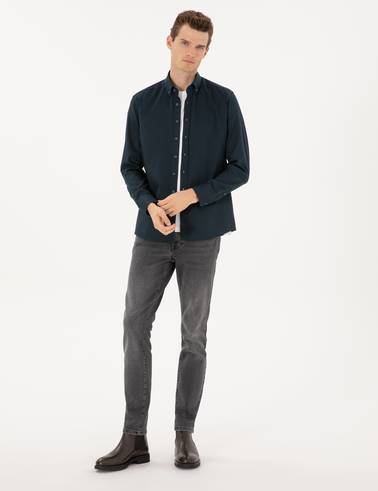 Lacivert Regular Fit Uzun Kollu Gömlek