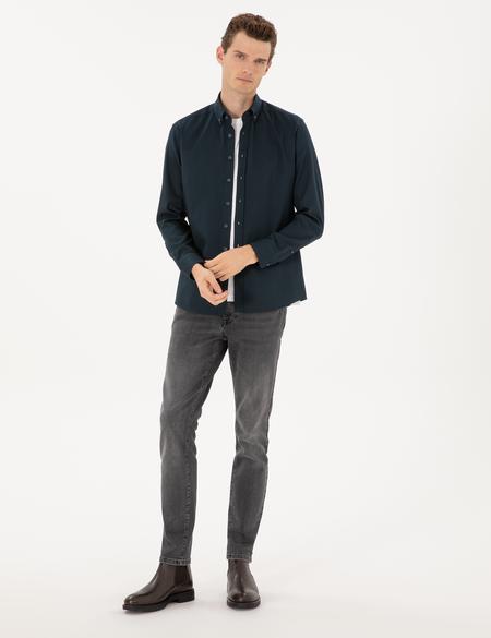 Lacivert Regular Fit Uzun Kollu Gömlek - 50316736015