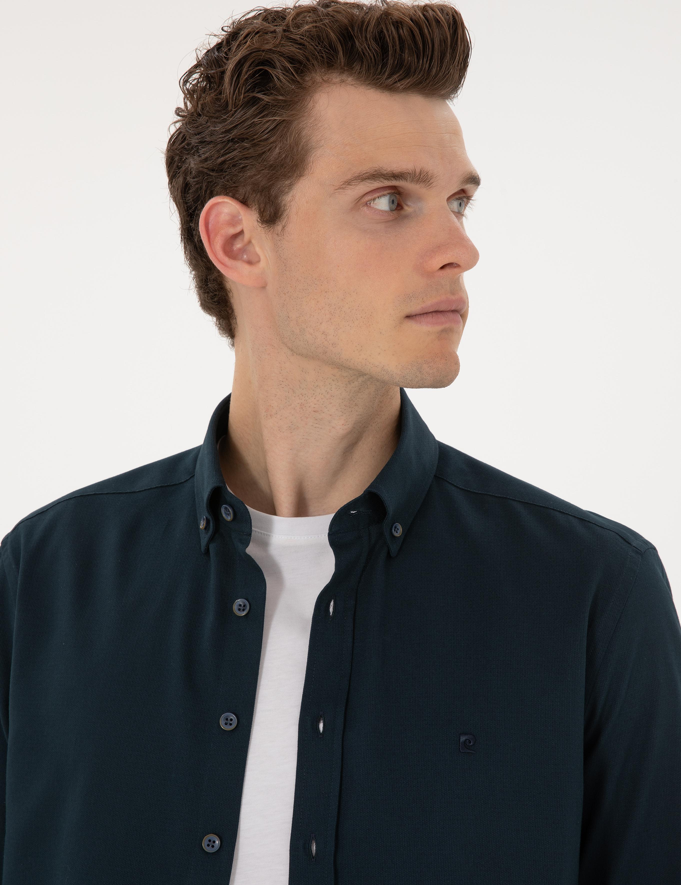 Lacivert Regular Fit Uzun Kollu Gömlek