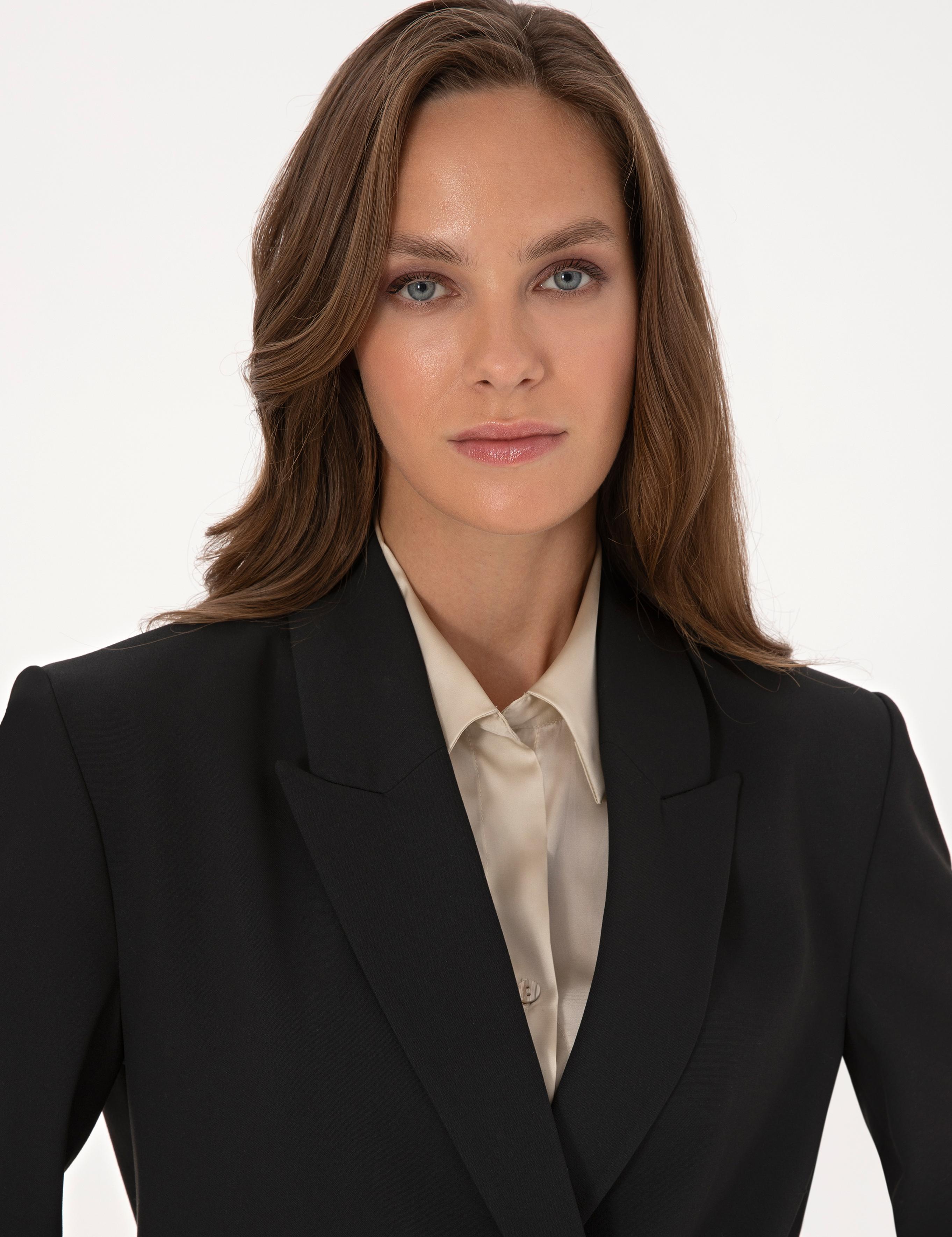 Siyah Comfort Fit Kruvaze Ceket